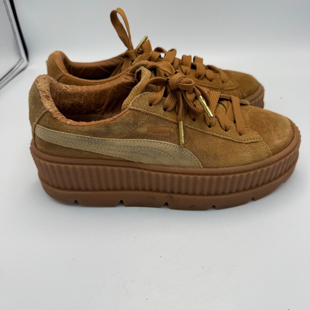 Puma Fenty Rihanna Cleated Creeper Suede Platform Chunky Shoes Brown Womens 8